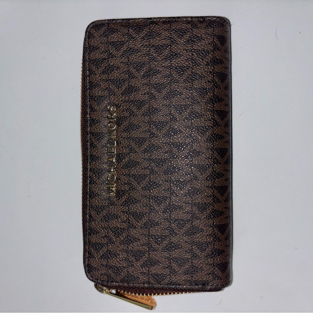 Michael Kors Dark Brown Zip-Around Wallet